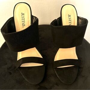 JustFab Black High Heel Suede Heels